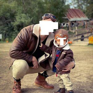 $250 Brown Rainforest Aviator Jacket Faux Shearling Lined Leather